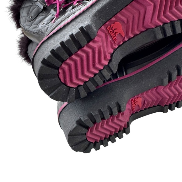 Sorel Tivoli Twist Waterproof Winter Boots with Fur Trim Black Purple Size 7 - Picture 8 of 12